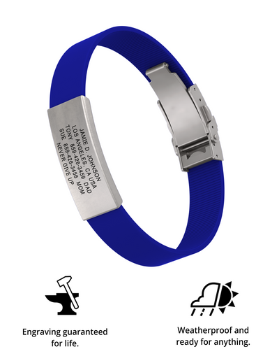 Wrist ID Elite Silicone Clasp 13mm Slate ID Blue - ROAD iD