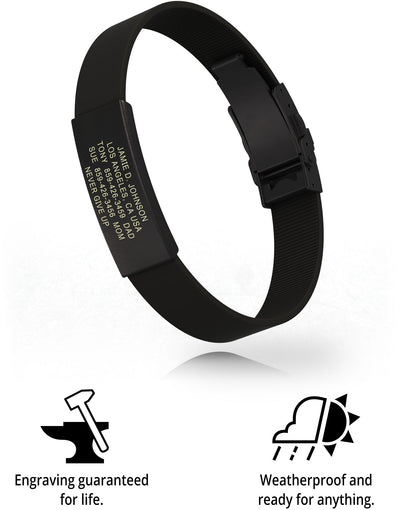 Wrist ID Elite Silicone Clasp 13mm Graphite ID  - ROAD iD