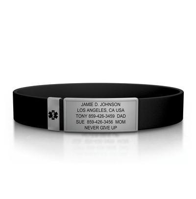 Medical ID Stretch 13mm Rugged ID Black-slate - ROAD iD