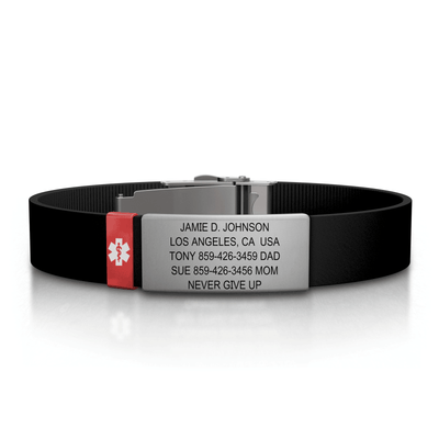 Medical ID Elite Silicone Clasp 13mm Slate ID  - ROAD iD