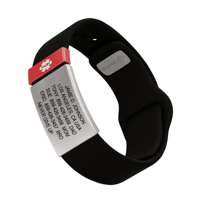 Medical ID Sport Pin-Tuck 19mm Slate ID Black-Ember - ROAD iD
