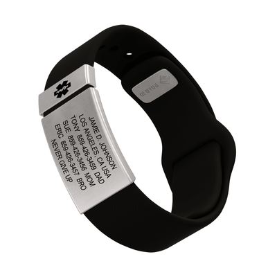 Medical ID Sport Pin-Tuck 19mm Slate ID Black-Slate - ROAD iD