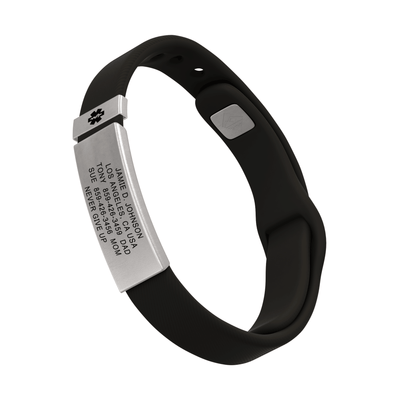 Medical ID Sport Pin-Tuck 13mm Slate ID Black-Slate - ROAD iD