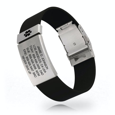 Medical ID Silicone Clasp 19mm Slate ID Black-Slate - ROAD iD