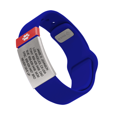 Medical ID Sport Pin-Tuck 19mm Slate ID Blue-Ember - ROAD iD