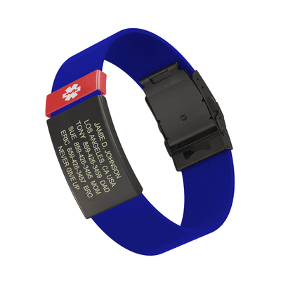 Medical ID Elite Silicone Clasp 19mm Graphite ID Blue-Ember - ROAD iD