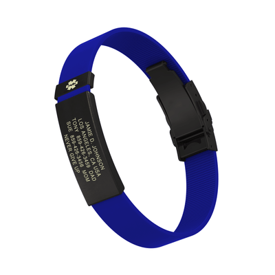Medical ID Elite Silicone Clasp 13mm Graphite ID Blue-Graphite - ROAD iD