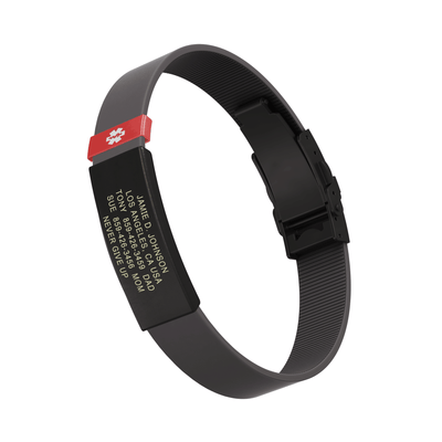 Medical ID Elite Silicone Clasp 13mm Graphite ID Gray-Ember - ROAD iD