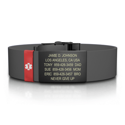 Medical ID Elite Silicone Clasp 19mm Graphite ID  - ROAD iD