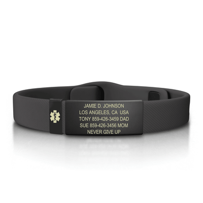 Medical ID Sport Pin-Tuck 13mm Graphite ID  - ROAD iD