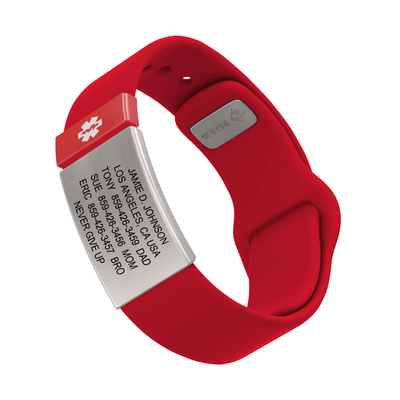 Medical ID Sport Pin-Tuck 19mm Slate ID Red-Ember - ROAD iD