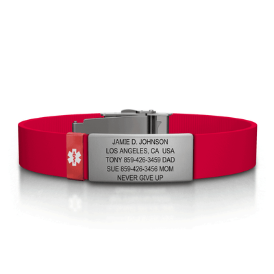 Medical ID Elite Silicone Clasp 13mm Slate ID  - ROAD iD
