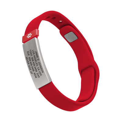 Medical ID Sport Pin-Tuck 13mm Slate ID Red-Ember - ROAD iD