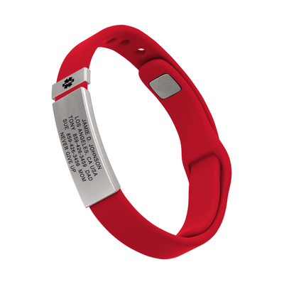 Medical ID Sport Pin-Tuck 13mm Slate ID Red-Slate - ROAD iD